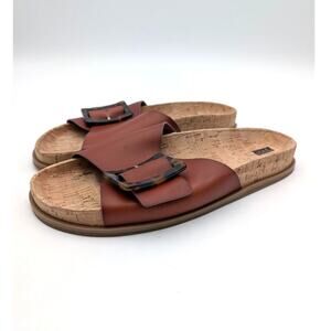 Nordstrom Rack Evelina Buckle Slide Sandals Women's Brown Size US9.5M EU39.5